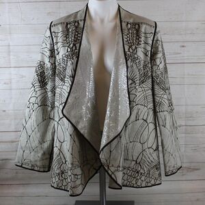 𝅺chico's 0 S 4/6 Jacket Brown Silver Foil Blazer